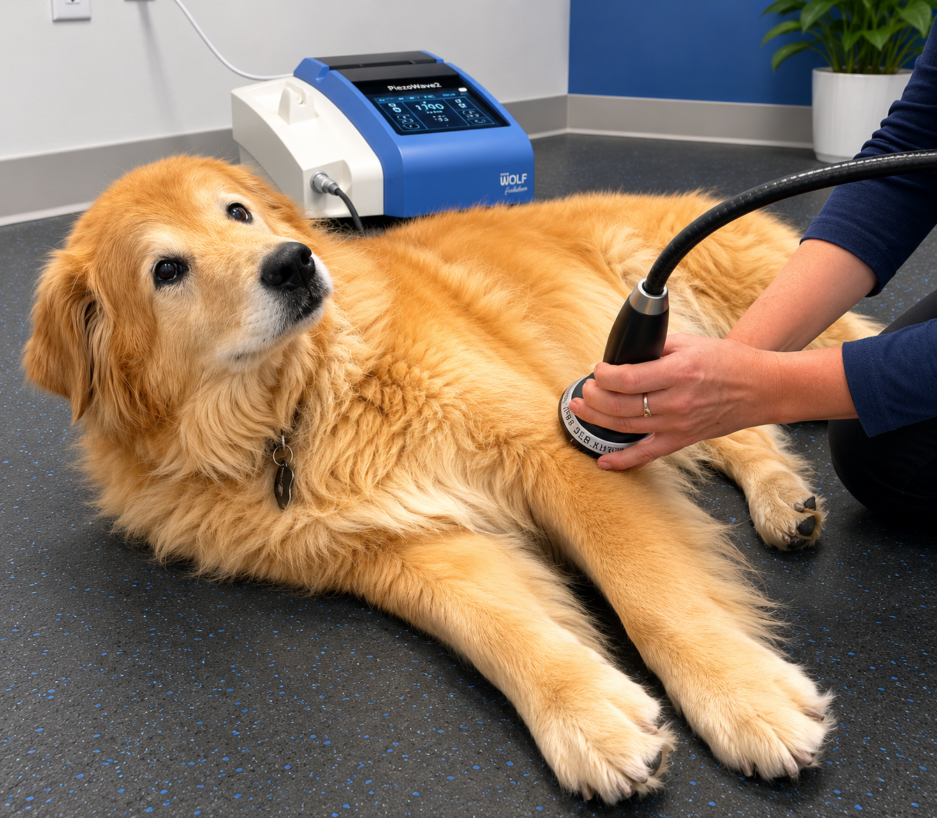 Golden with elbow treatment